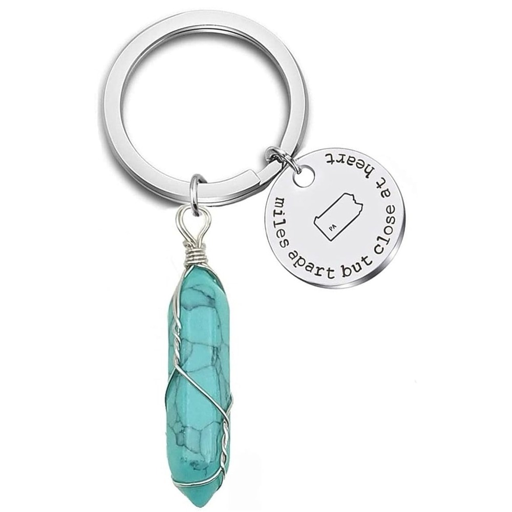 NEW Miles Apart Close At Heart State Keychain w/ Healing Crystal, Pennsylvania